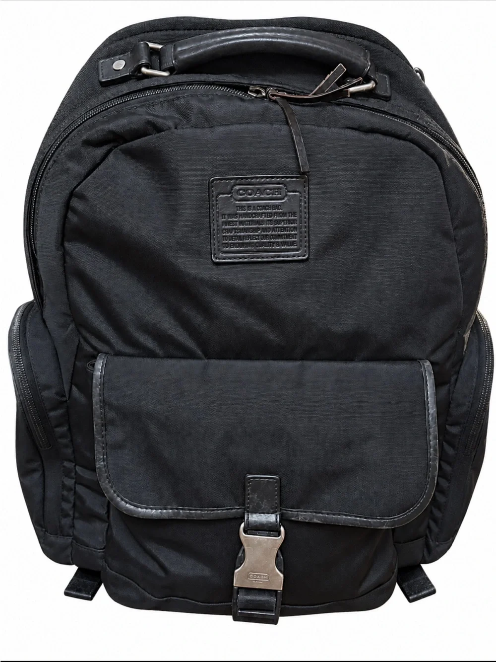 Vintage Coach Voyager F70574 Black Nylon & Leather Backpack Travel Rucksack
